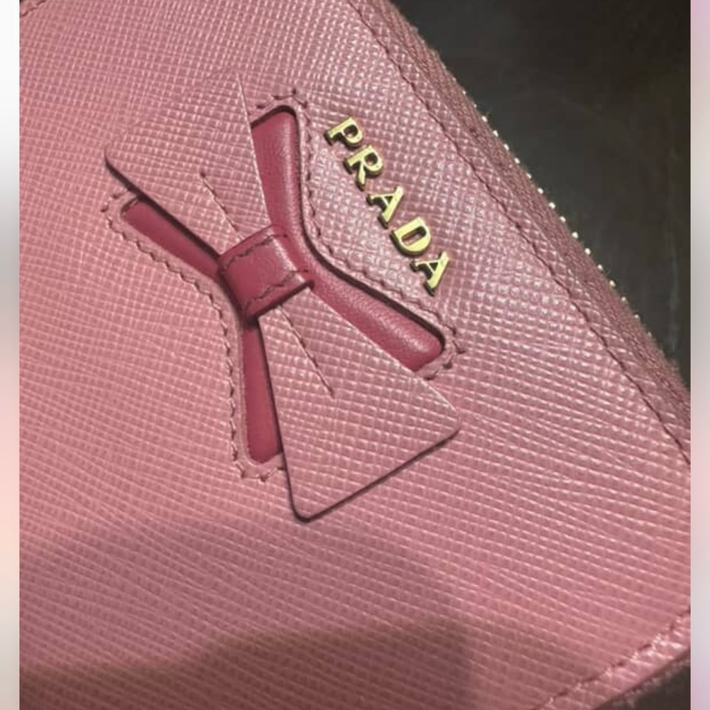 Prada Blush Pink Leather Bow Wallet - Picture 6 of 8
